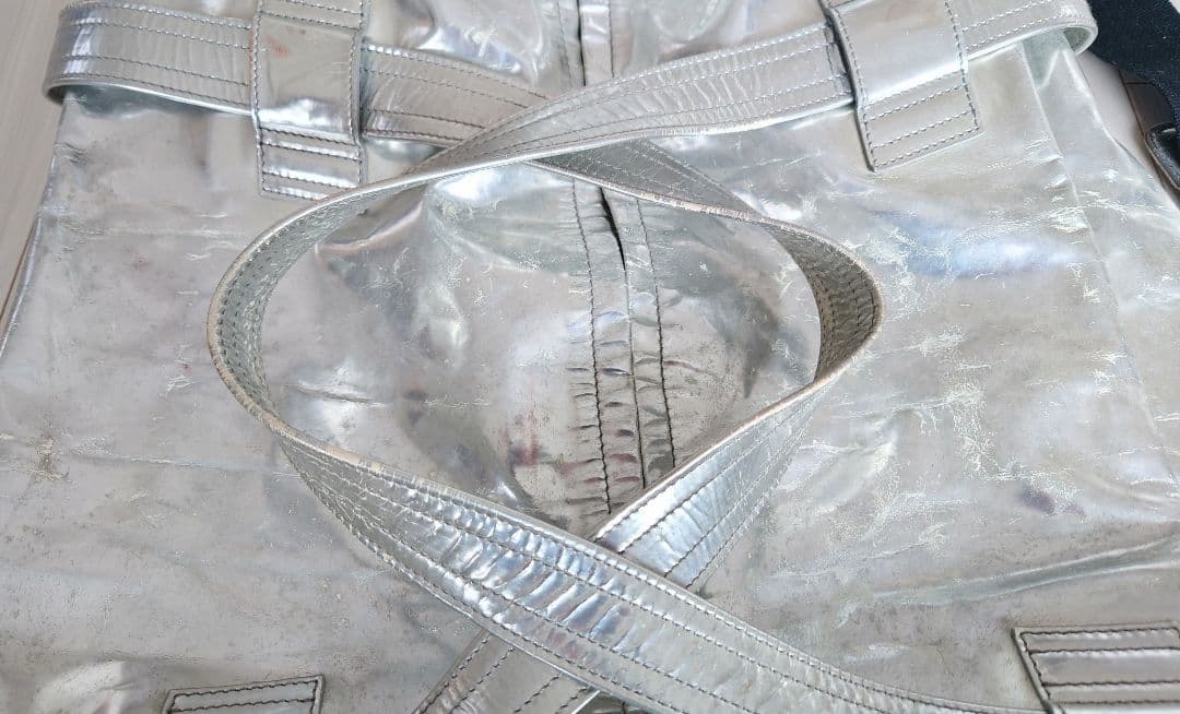 HELMUT LANG 2004 シルバー メタリック レザー バッグ 本人期