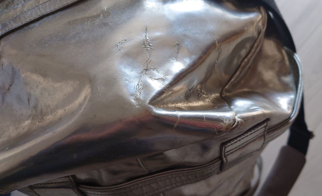 HELMUT LANG 2004 シルバー メタリック レザー バッグ 本人期