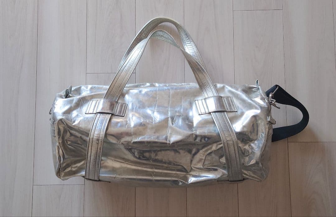HELMUT LANG 2004 シルバー メタリック レザー バッグ 本人期