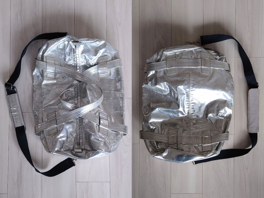 HELMUT LANG 2004 シルバー メタリック レザー バッグ 本人期