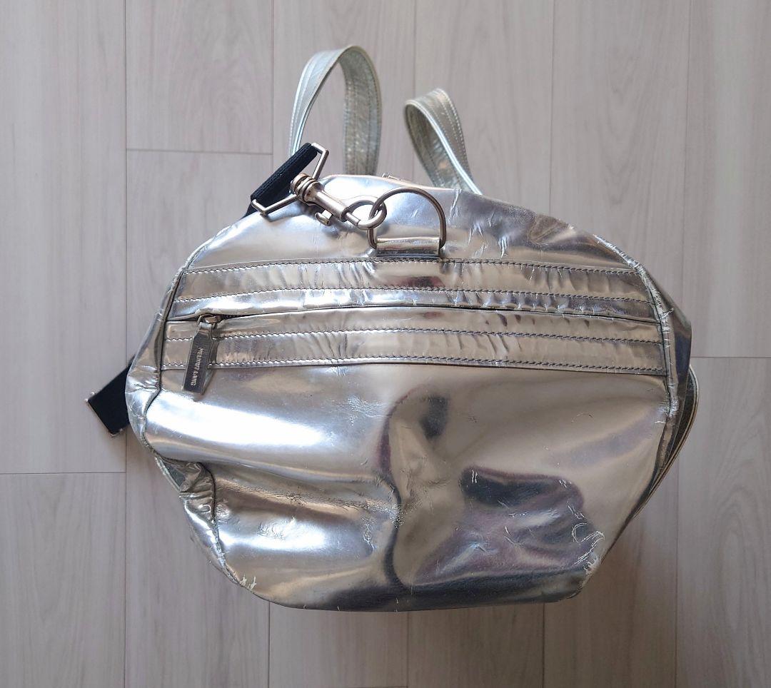 HELMUT LANG 2004 シルバー メタリック レザー バッグ 本人期