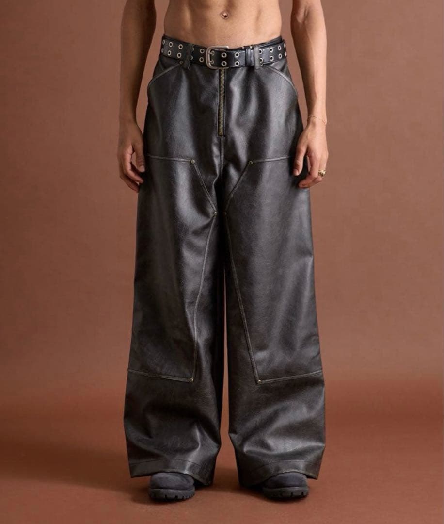 Ander hunk レザー ワイドパンツ