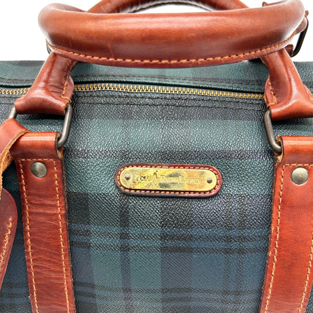 【美品】ポロラルフローレン ミニボストンバッグ ブラックウォッチ 35cm