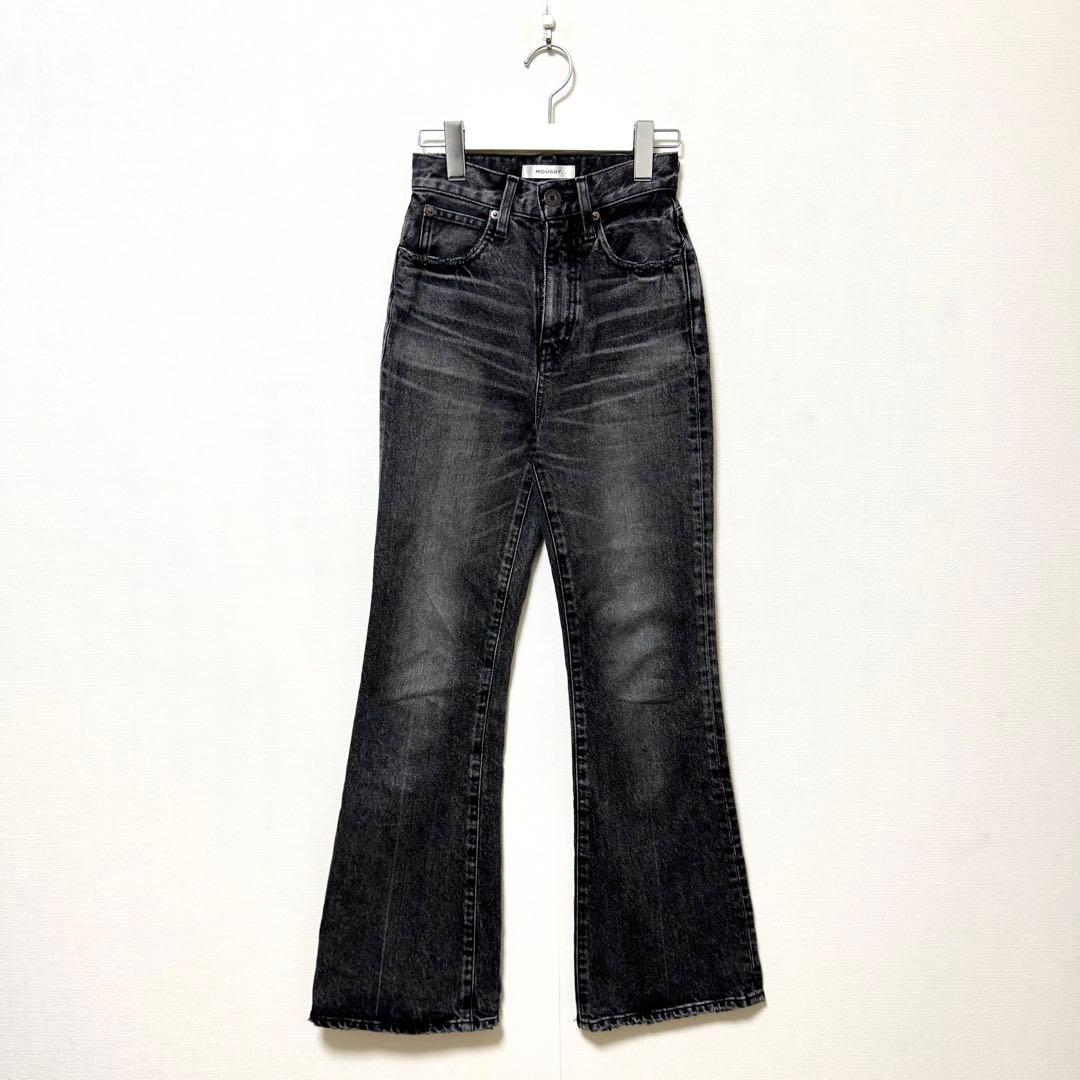 MOUSSY MVS BLACK FLARE ブラック フレアデニム 黒 22