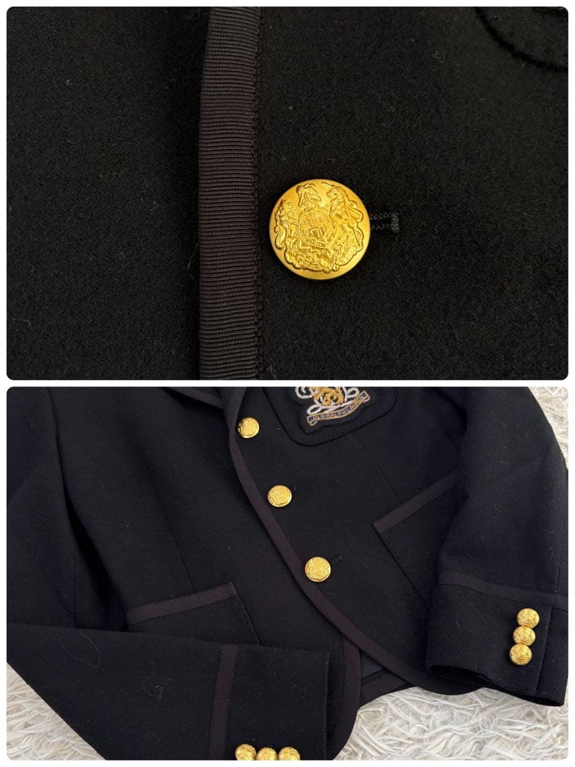 未使用級　RALPH LAUREN テーラードジャケット　黒　金ボタンエンブレム