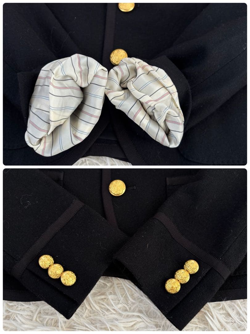 未使用級　RALPH LAUREN テーラードジャケット　黒　金ボタンエンブレム