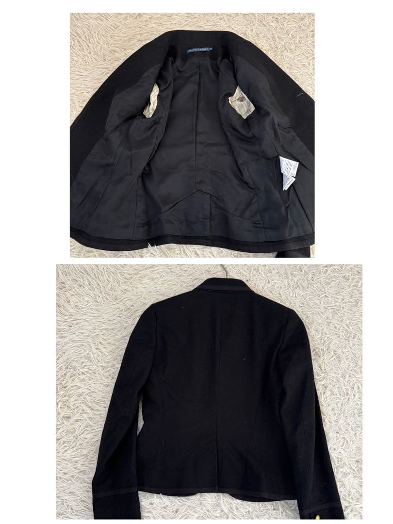 未使用級　RALPH LAUREN テーラードジャケット　黒　金ボタンエンブレム