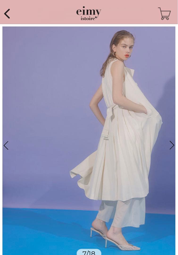 「新品•未使用」Eimy istoire バックプリーツロングジレ(ivory)