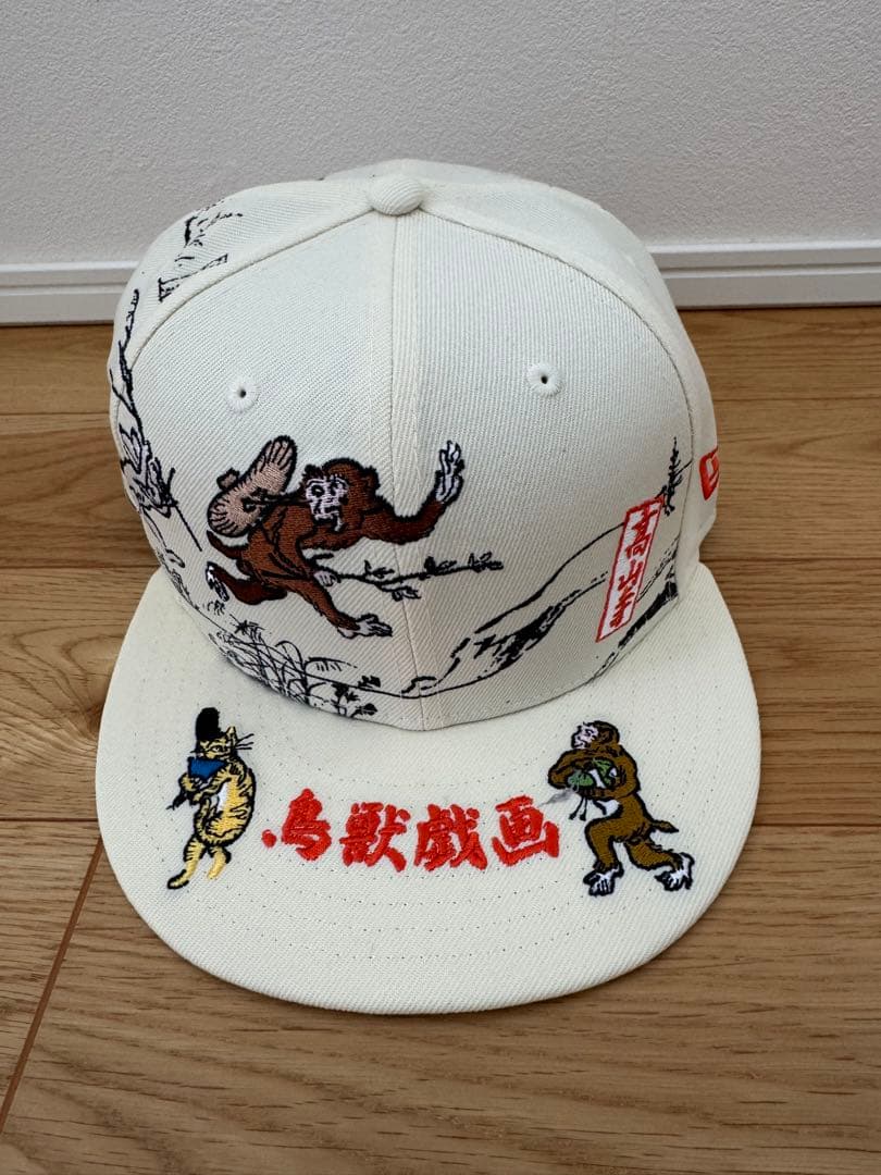 ニューエラ 59FIFTY 鳥獣戯画 オールオーバー クロームホワイト 71/2