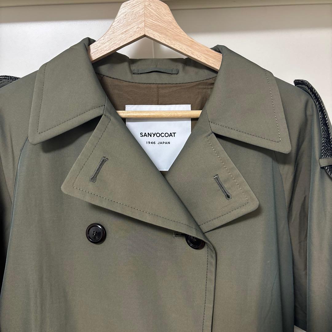 SANYOCOAT サンヨーコート　ツイードコンビ トレンチコート　カーキ
