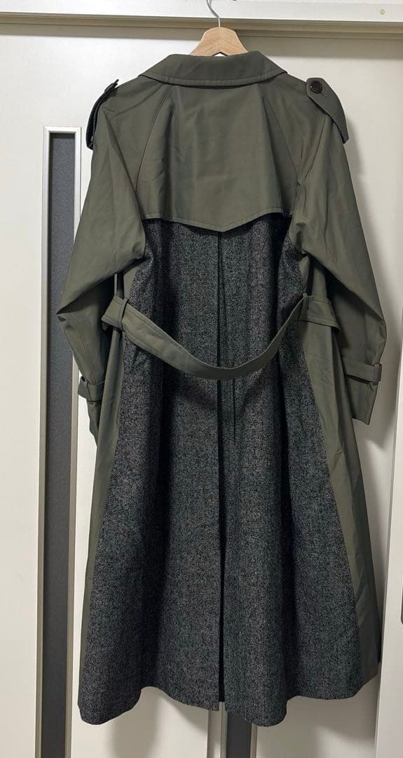 SANYOCOAT サンヨーコート　ツイードコンビ トレンチコート　カーキ