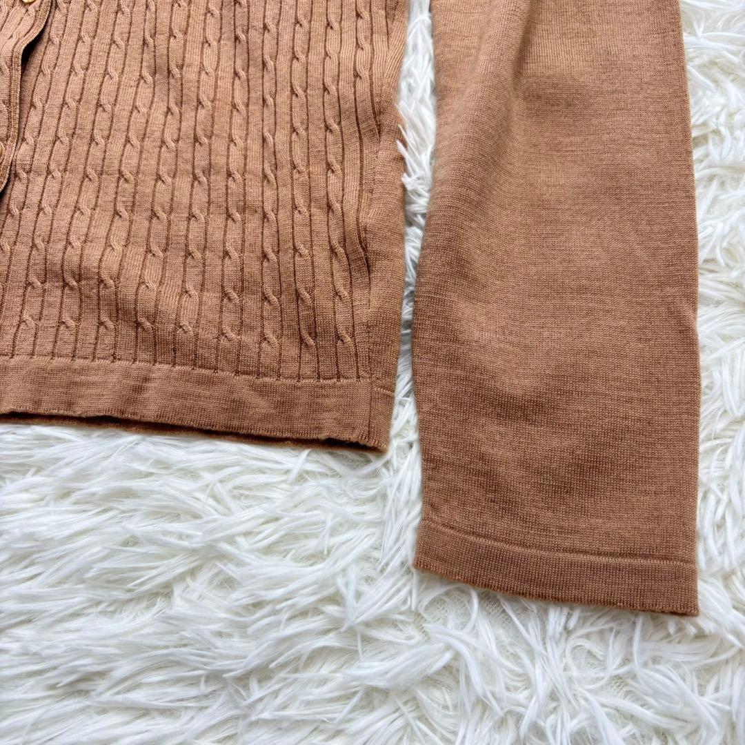 英国製　ジョンスメドレー　ケーブル編みカーディガン pure new wool