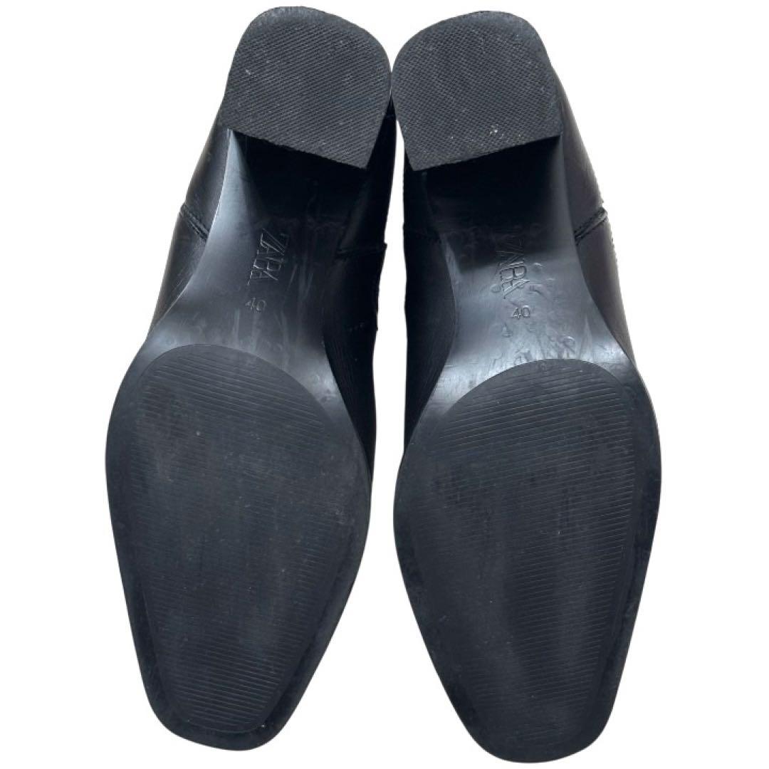 美品 ザラ ZARA サイドゴアブーツ レザー 本革 ブラック 40 26cm