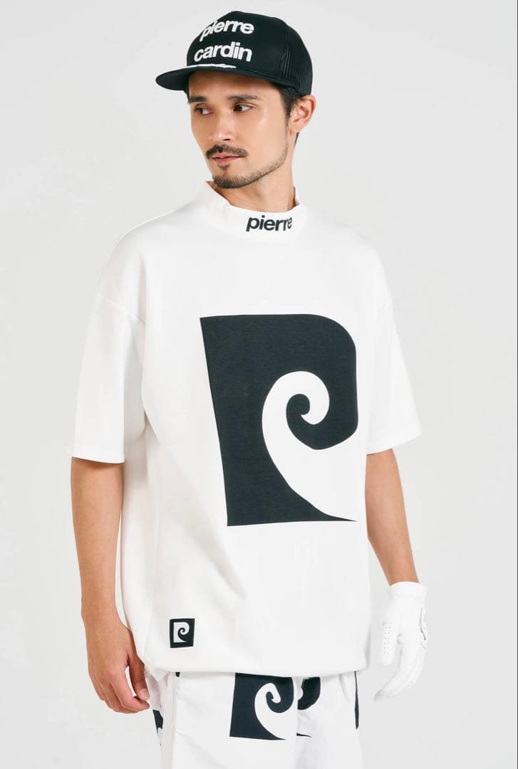 ピエールカルダンゴルフ モックネック ロゴ ホワイト 新品