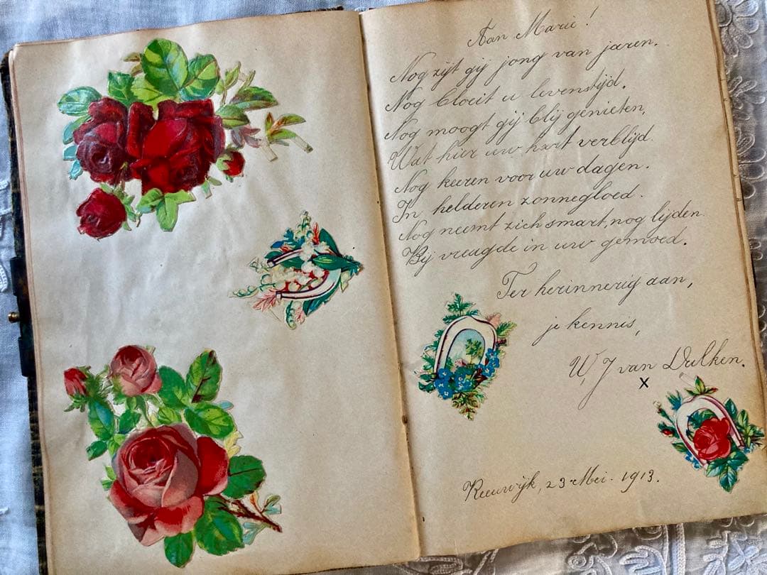 アンティーク クロモス ブック 薔薇 エンジェル 1910年代 本 クロモブック