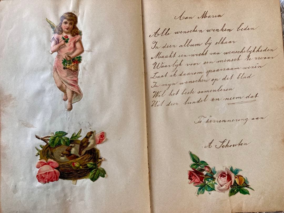 アンティーク クロモス ブック 薔薇 エンジェル 1910年代 本 クロモブック