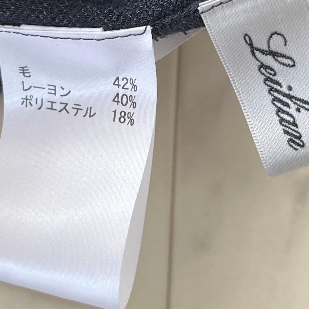 美品＊レリアン ヘリンボーン柄チュニックワンピース 11号 L相当 ネイビー系