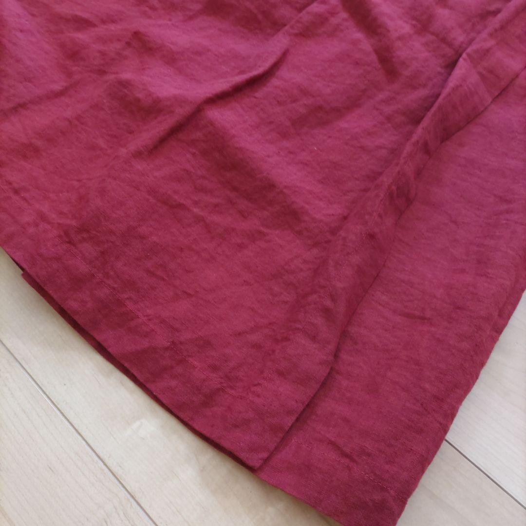【最終価格】【美品】えみおわす　リネン ラック虫染め ロング　巻きスカート