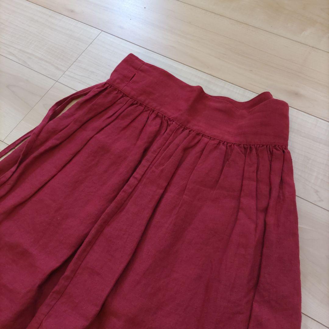【最終価格】【美品】えみおわす　リネン ラック虫染め ロング　巻きスカート
