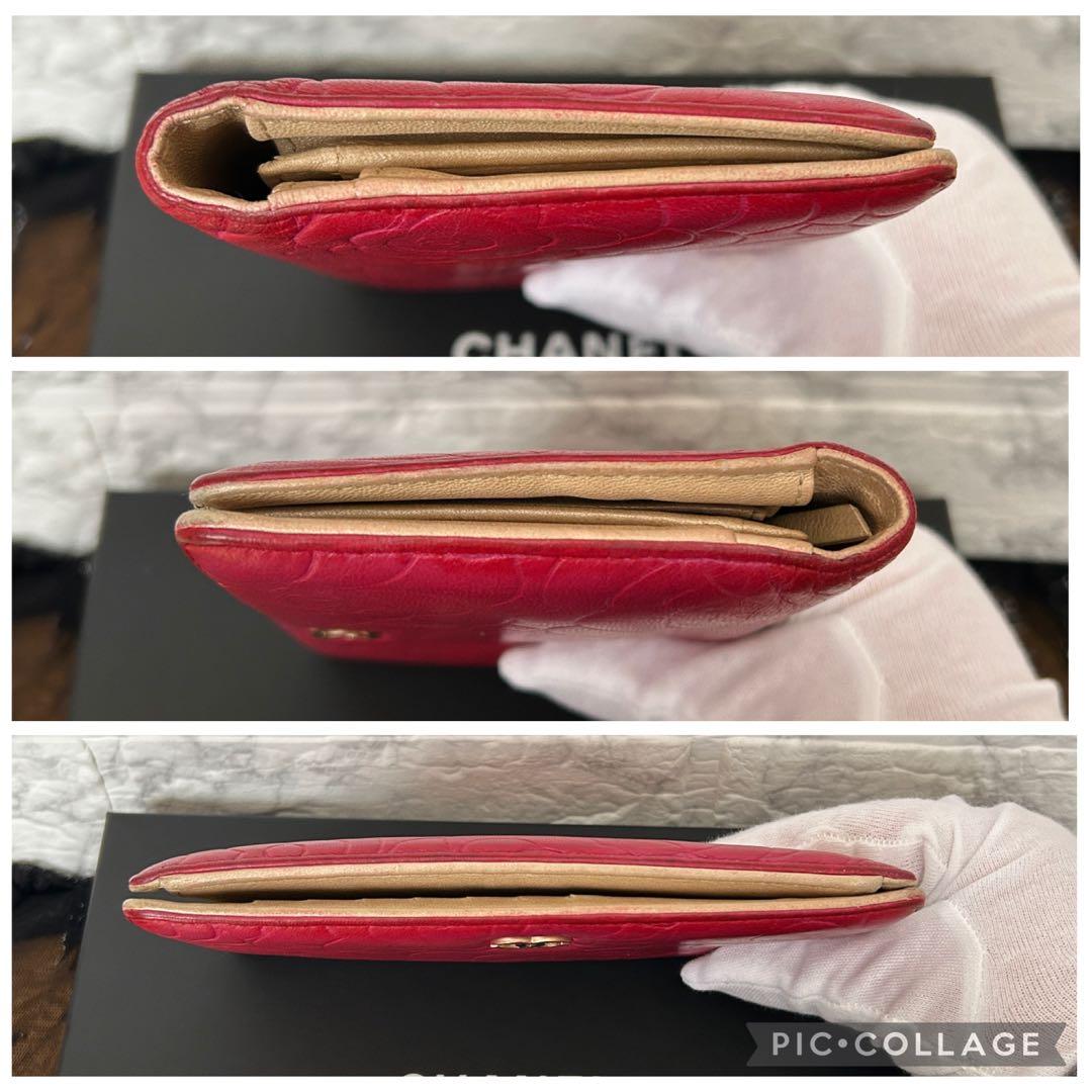 セール　シャネル CHANEL カメリア ラムスキン 財布　ココマーク　ピンク