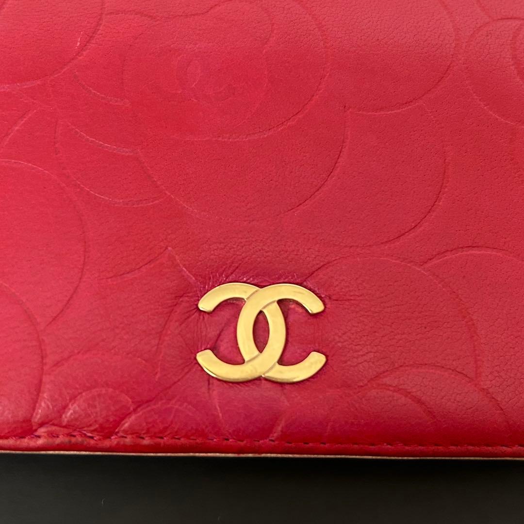 セール　シャネル CHANEL カメリア ラムスキン 財布　ココマーク　ピンク