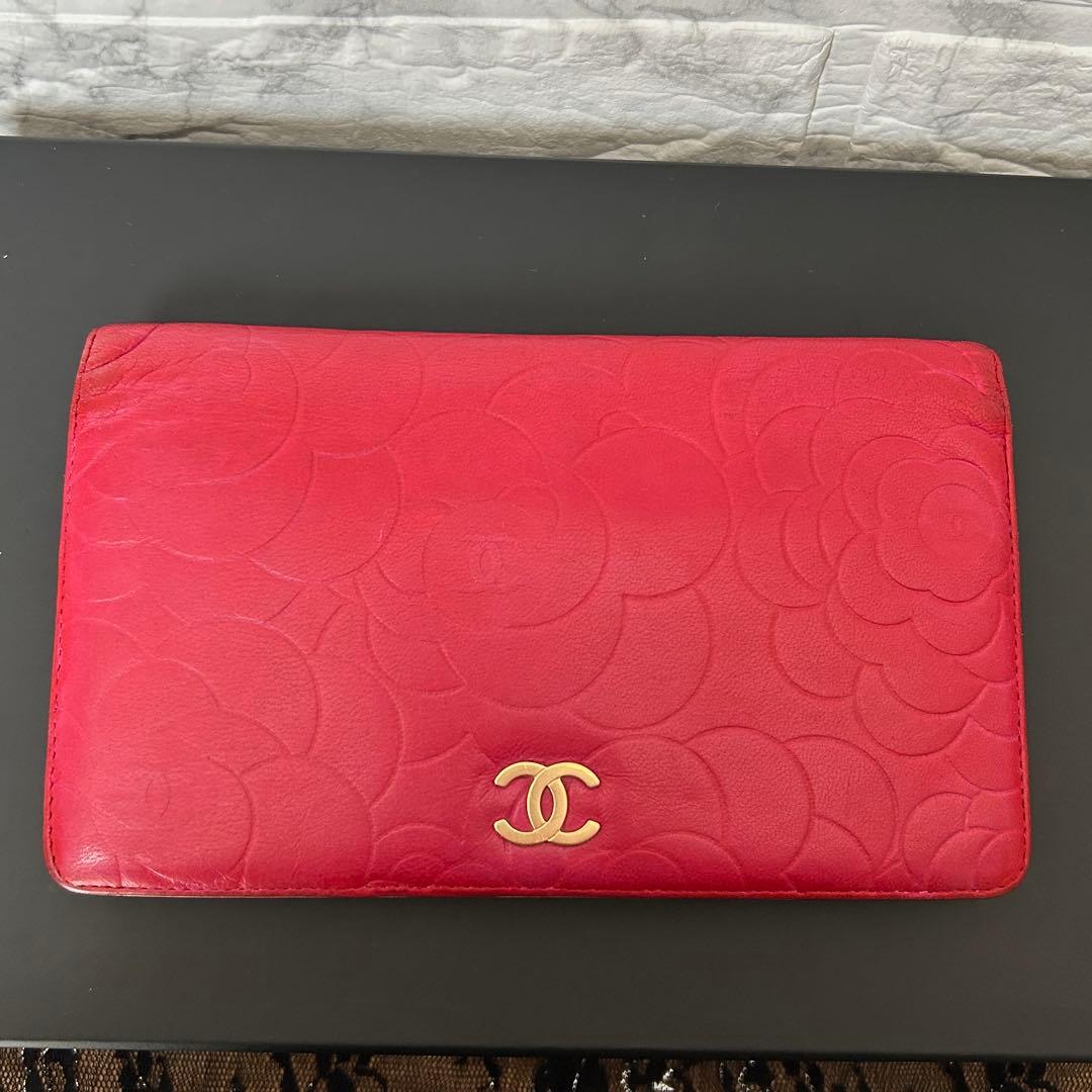 セール　シャネル CHANEL カメリア ラムスキン 財布　ココマーク　ピンク