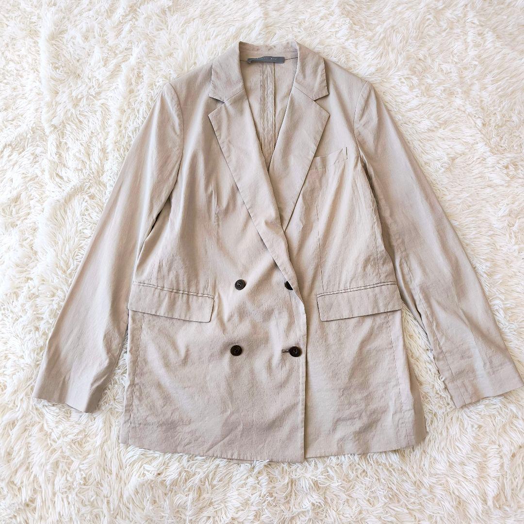 Theory luxe リネン ダブル ジャケット ベージュ
