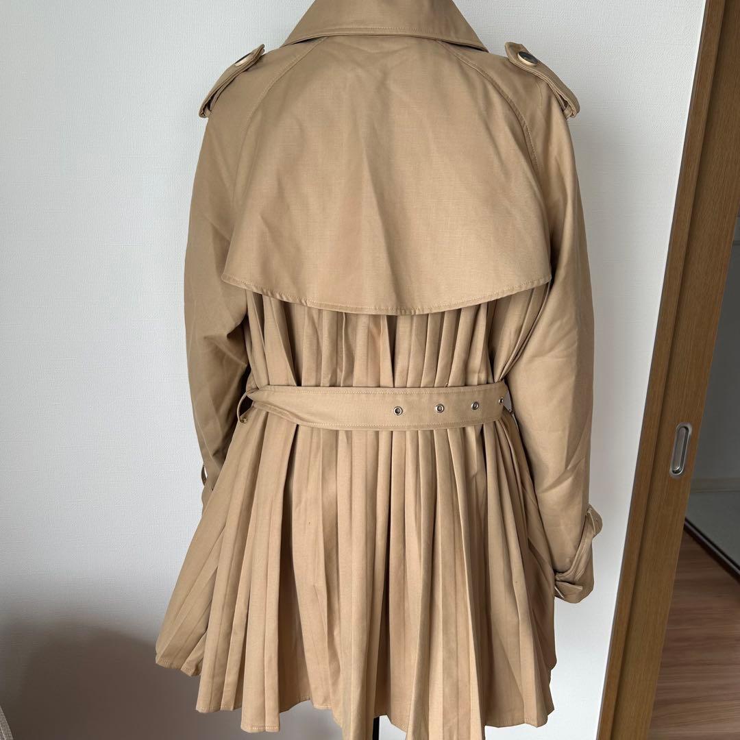 【美品】プリーツ切替トレンチコート ベージュ ゆったり
