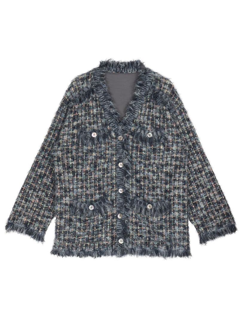 アメリヴィンテージ　TWEED FRINGE KNIT CARDIGAN