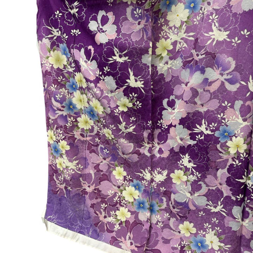 y*i様 正絹 振袖 花尽くし 紫 紋意匠 未仕立て品 仮絵羽