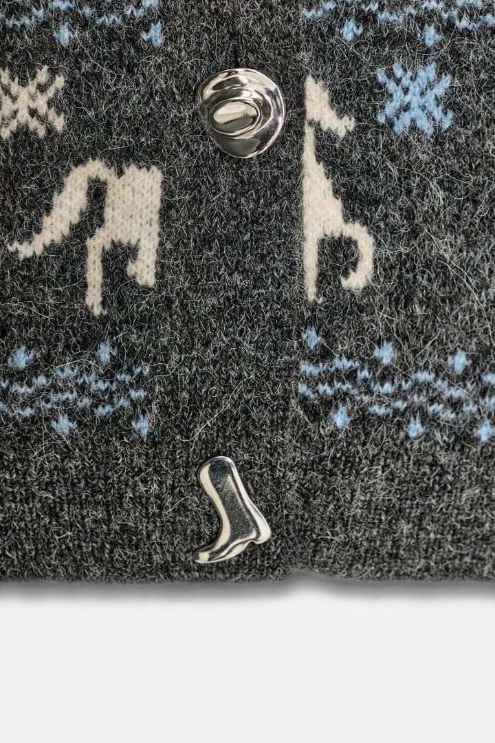 ZARA ジャカードニットボタンカーディガン S 馬柄セーター