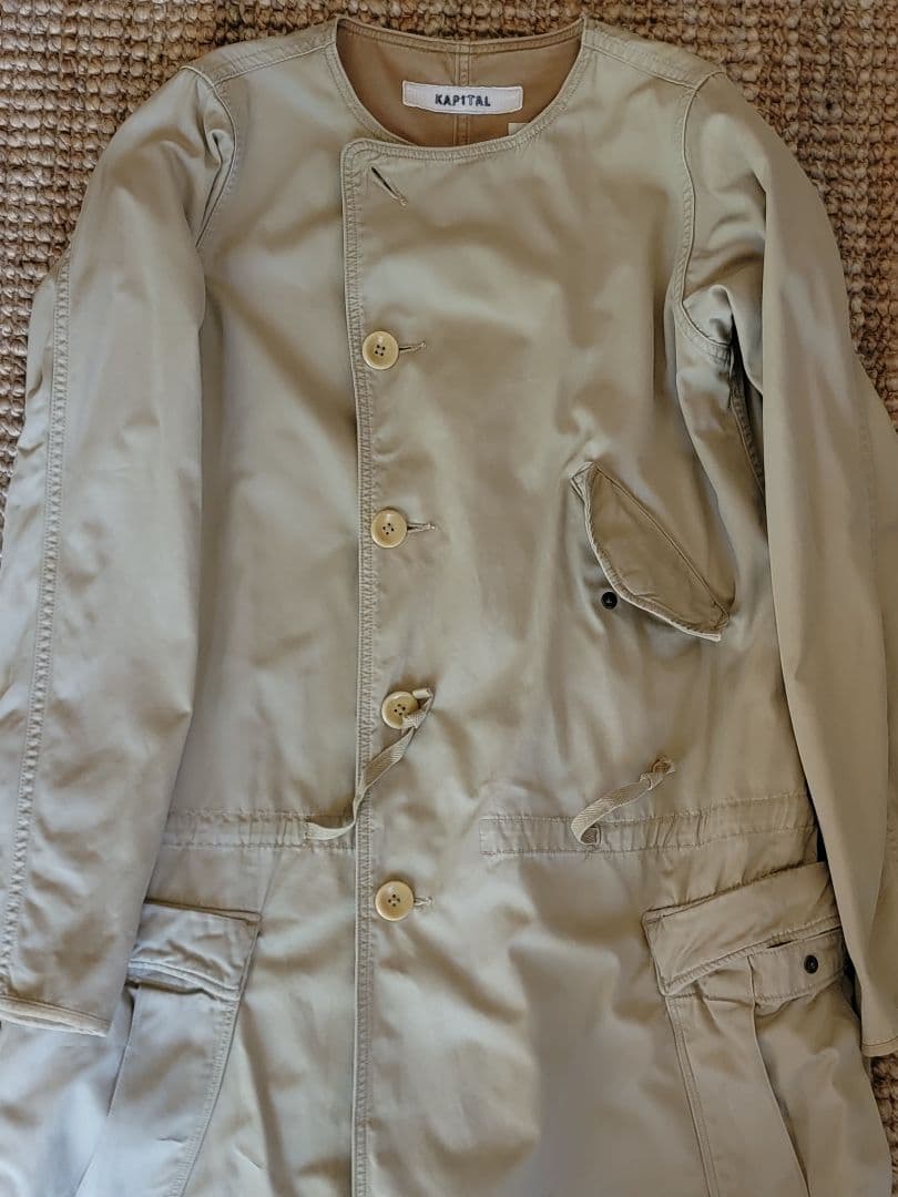 【美品】KAPITAL エジプシャンツイル ノーカラースモックコート