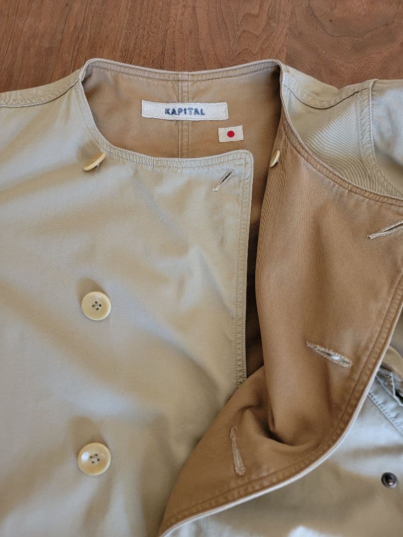 【美品】KAPITAL エジプシャンツイル ノーカラースモックコート