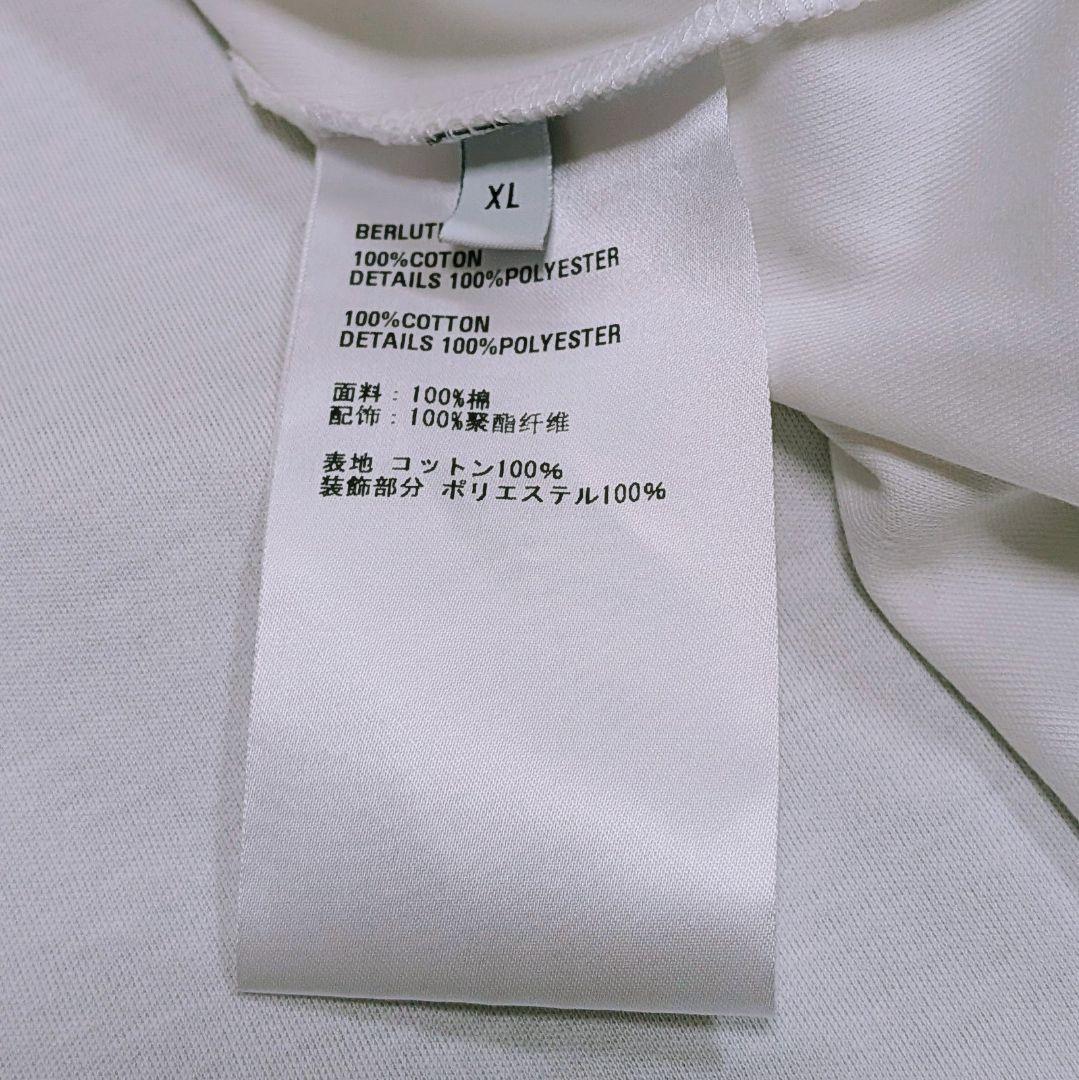 ベルルッティ 半袖カットソー スクリット刺繍 白×紺 XL カリグラフィ