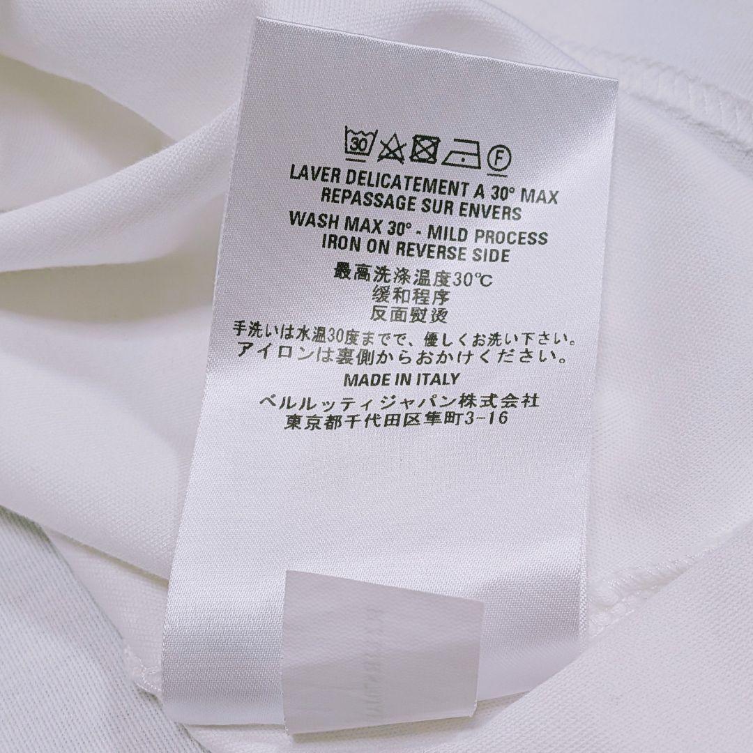 ベルルッティ 半袖カットソー スクリット刺繍 白×紺 XL カリグラフィ