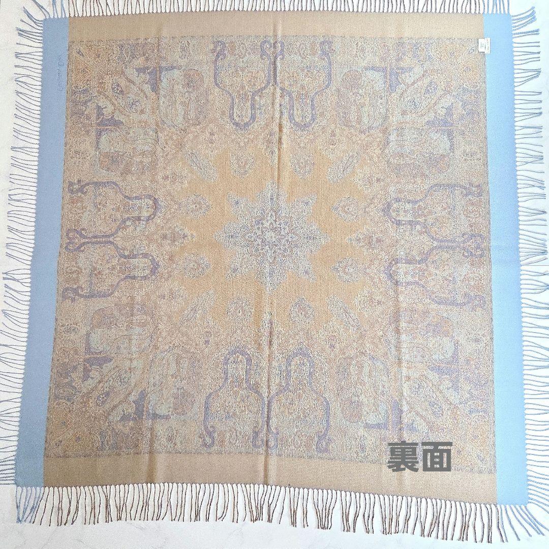 未使用級✨Christian Dior ディオール 大判 ストール 総柄 ブルー
