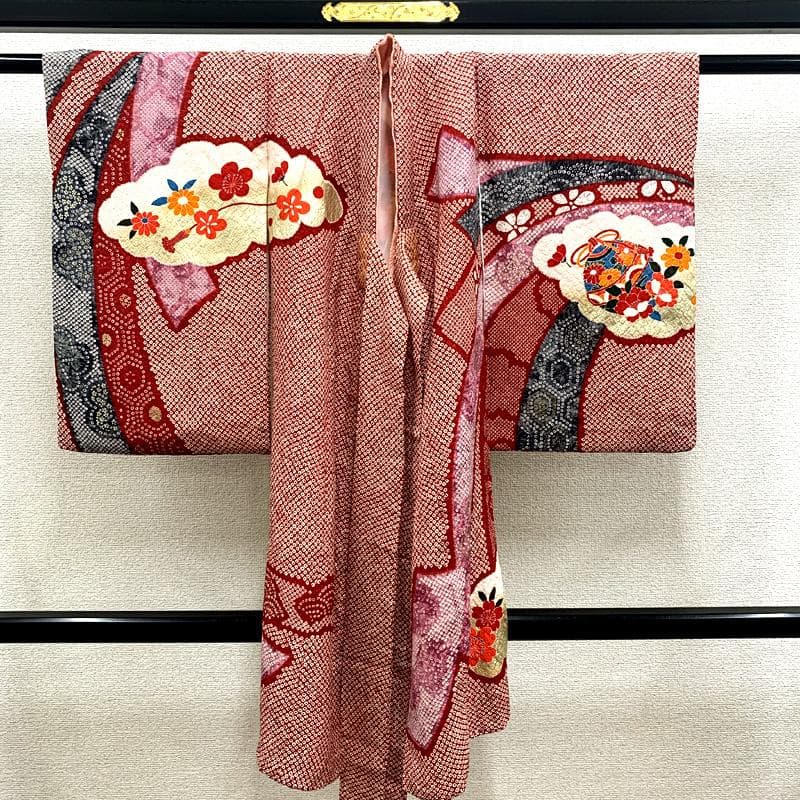 506ax22□お宮参り 女児 祝い着 着物 掛け着 七五三にも 束ね熨斗□良好