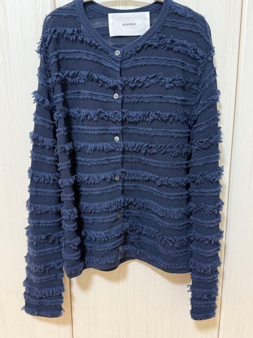 ADAWAS FRINGE KNIT CARDIGAN ネイビー