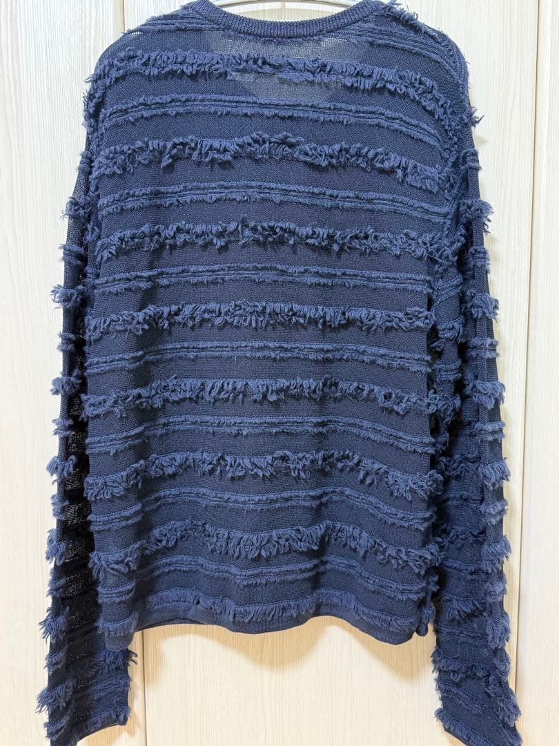 ADAWAS FRINGE KNIT CARDIGAN ネイビー