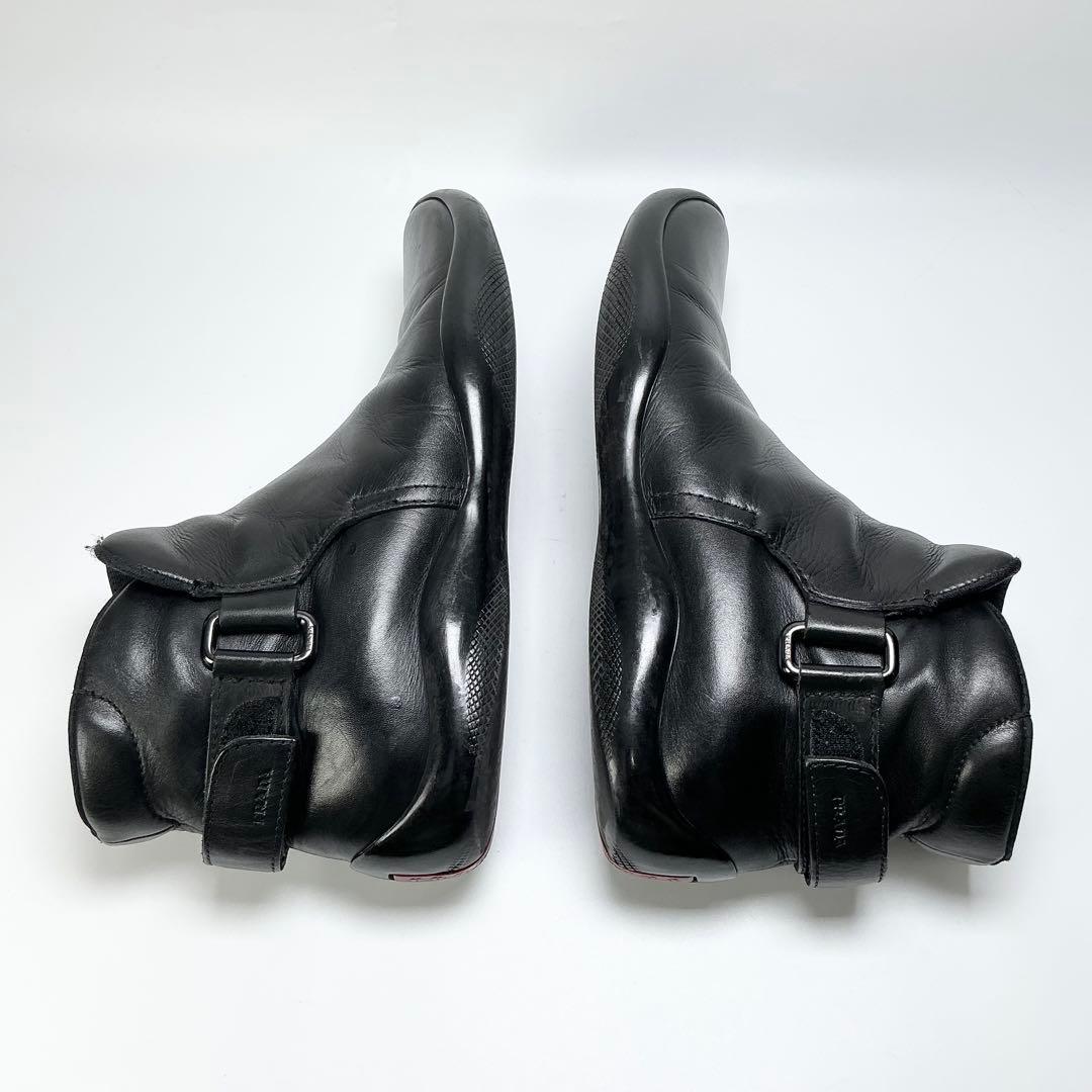 PRADA　ショートブーツ　レザー　ブラック　ベルト　24.5cm