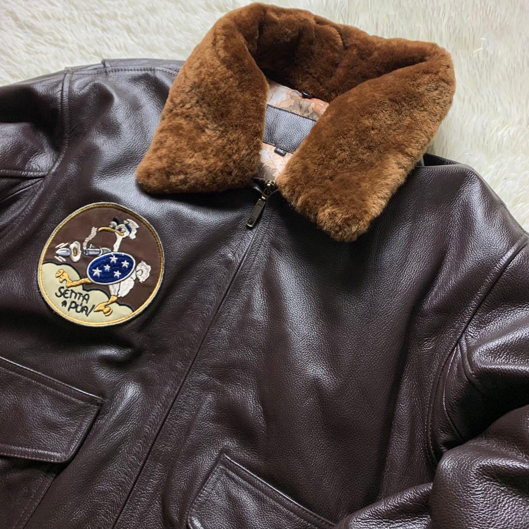 美品■ヴィンテージ フライトジャケット G-1 襟ボア 本革 5XL