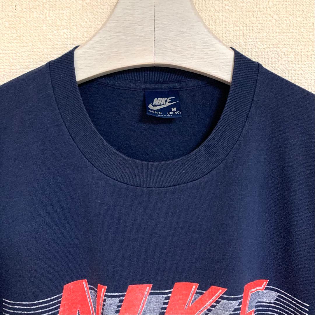 80s NIKE ビンテージ USA製 ロゴ TEE TM スウォッシュ 紺タグ