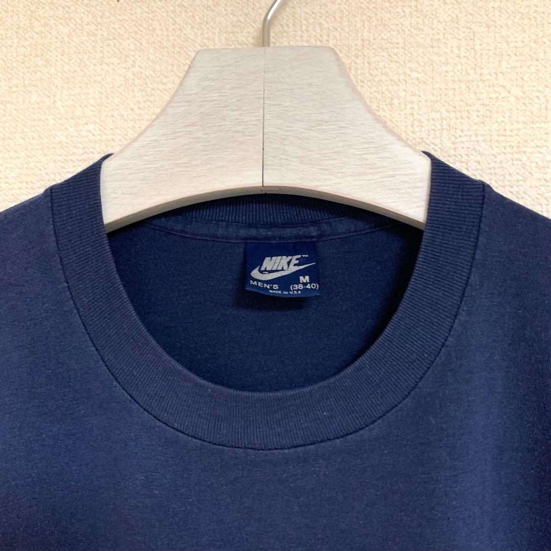80s NIKE ビンテージ USA製 ロゴ TEE TM スウォッシュ 紺タグ