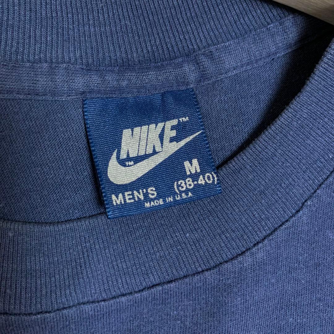 80s NIKE ビンテージ USA製 ロゴ TEE TM スウォッシュ 紺タグ