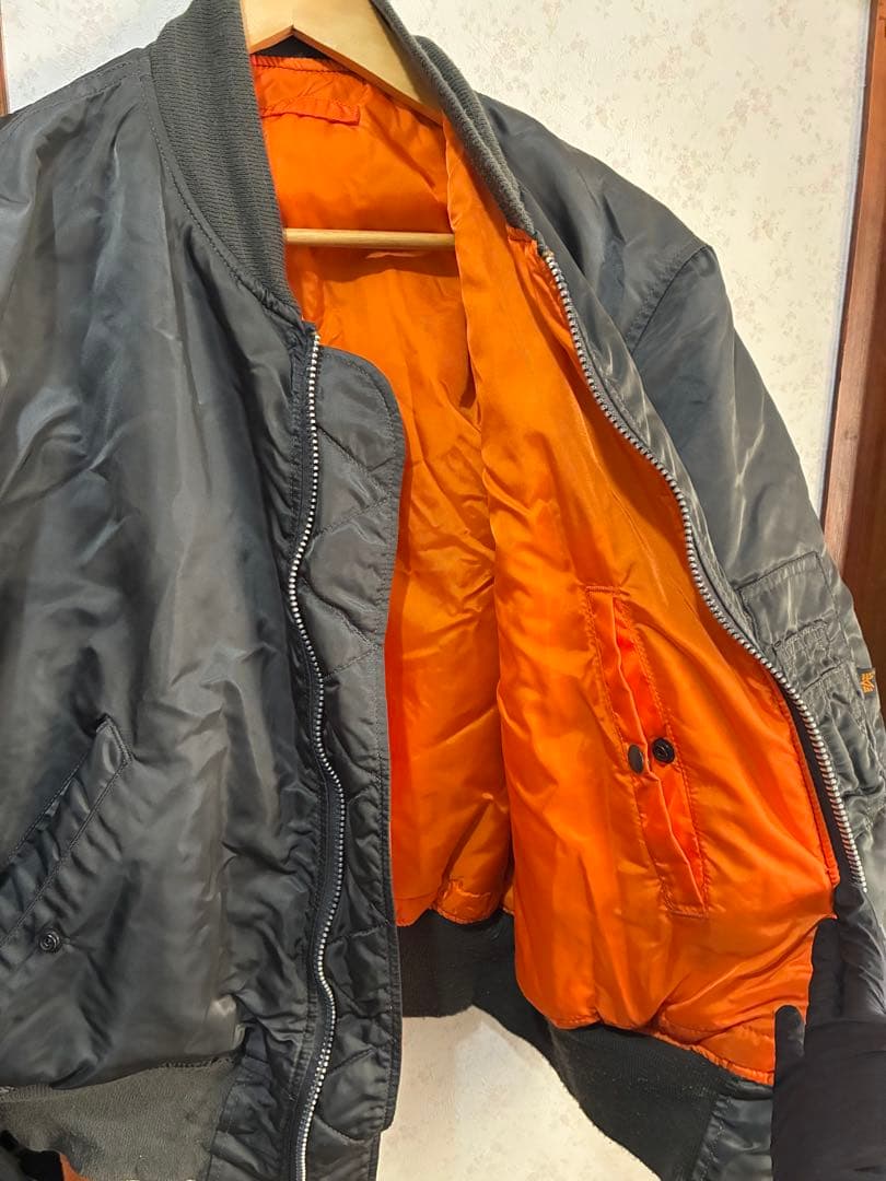 美品★90s USA製 ALPHA MA-1 フライトジャケット カーキ色系XL