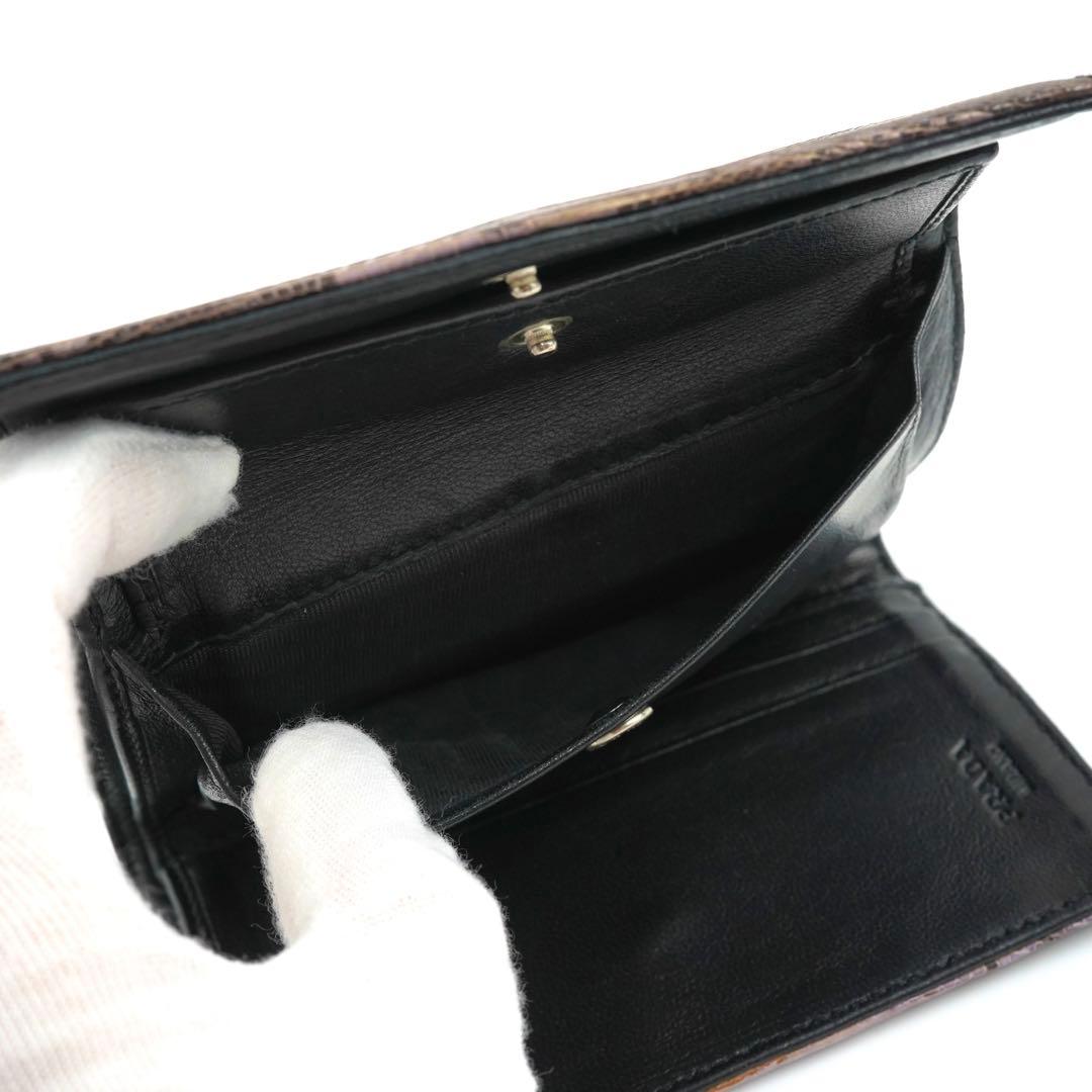 ✨未使用に近い✨　PRADA ミニ財布　パイソン　三角プレート　折り財布