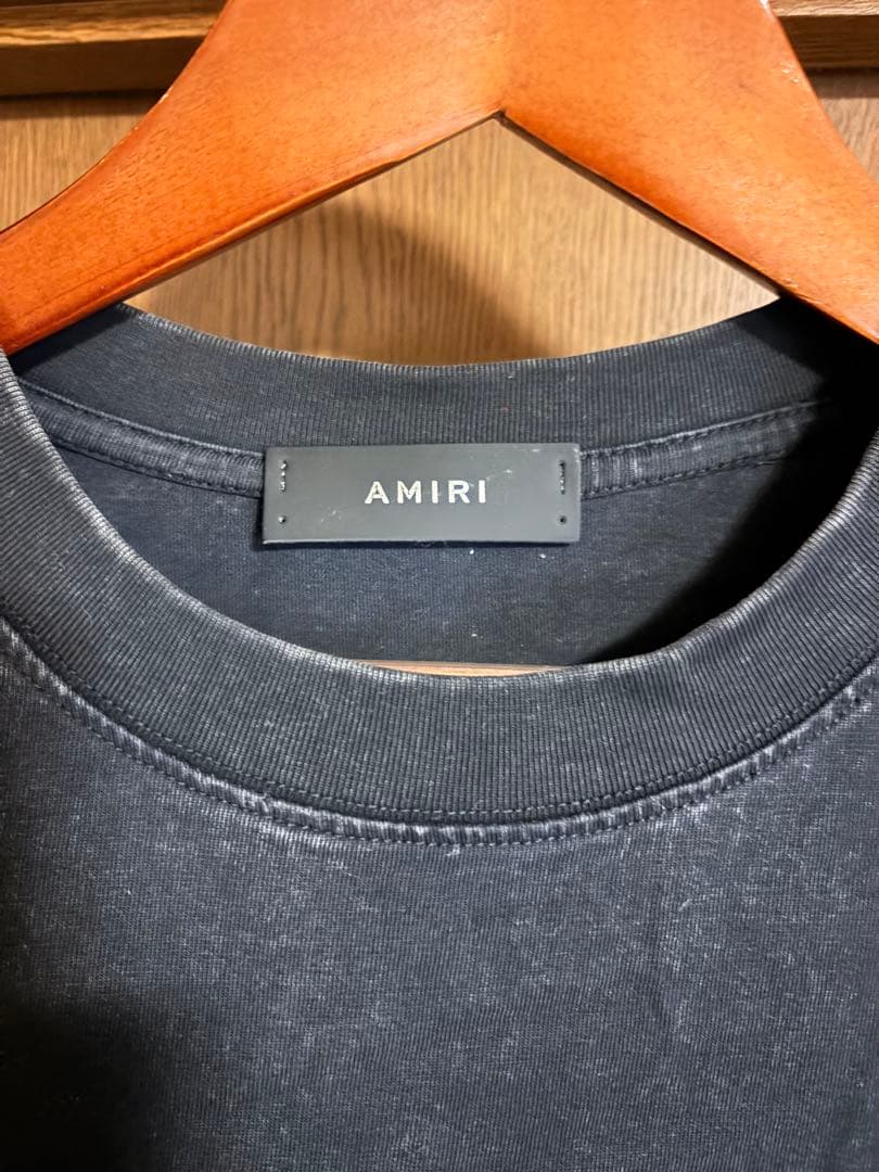 AMIRI ビッグロゴ Tシャツ L ブラック フェード加工 USA製 アミリ