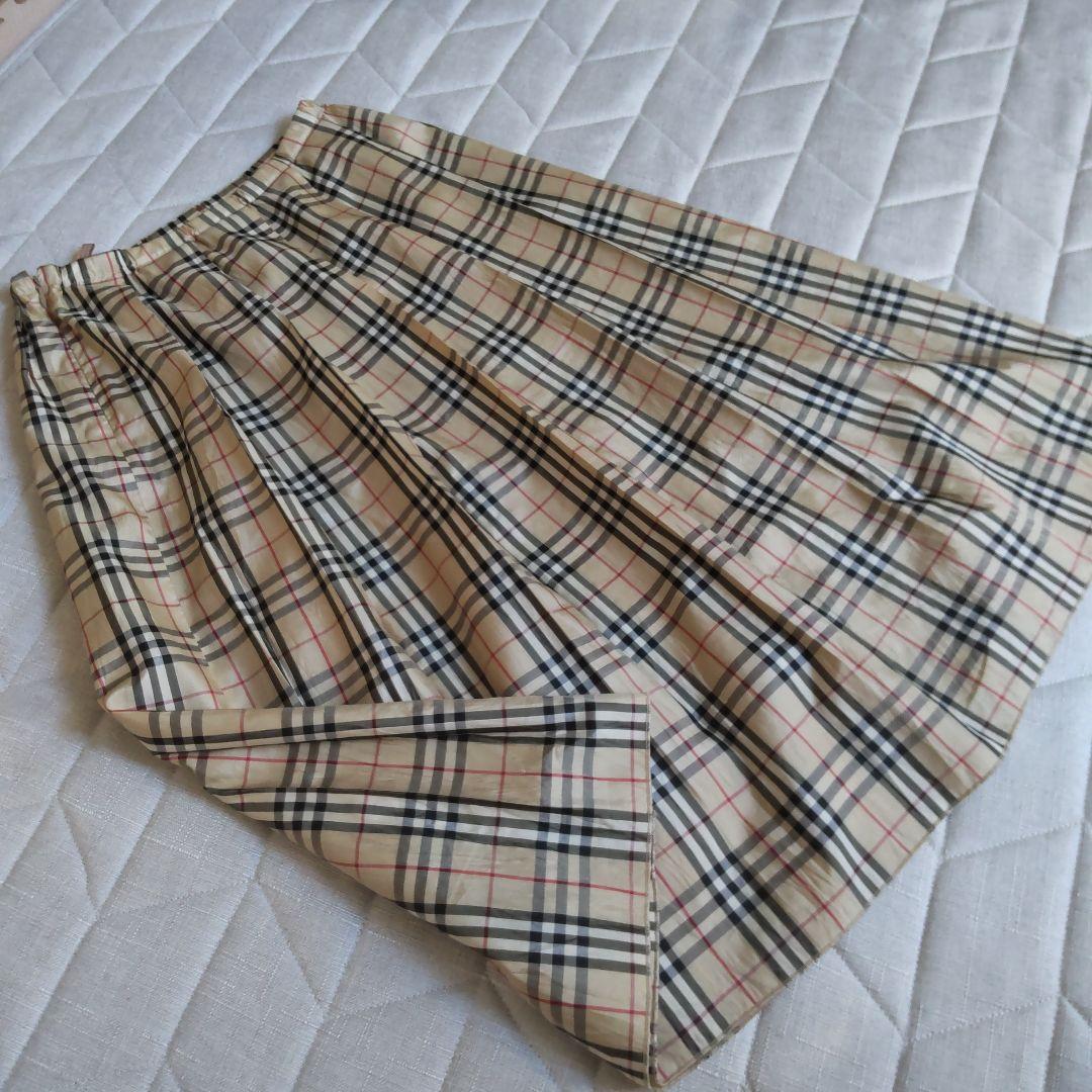 BURBERRY チェック ノバチェック シルク プリーツ ロングスカート