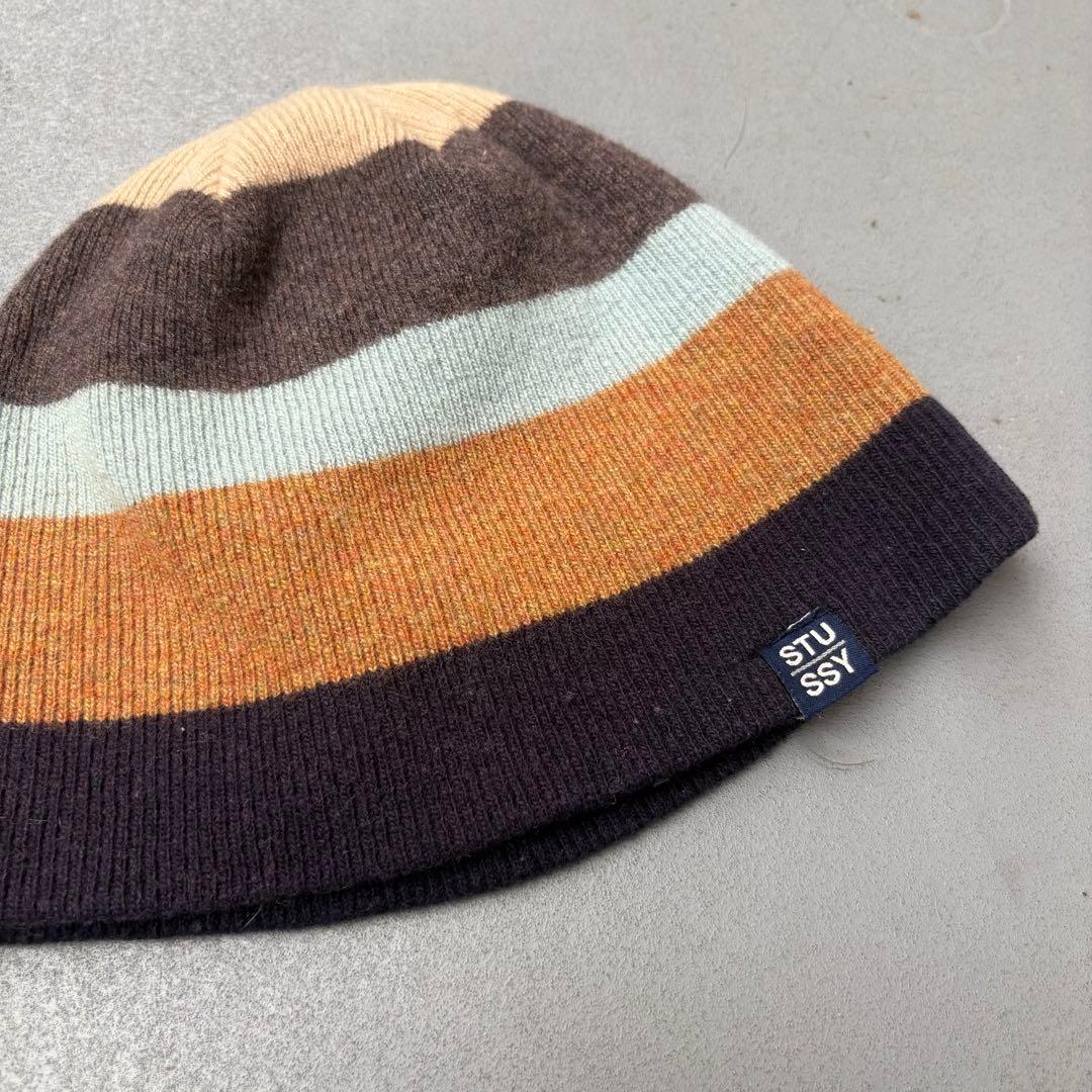 90s Old stussy ボーダー　ウール　ニットキャップ　ビーニー　裏原