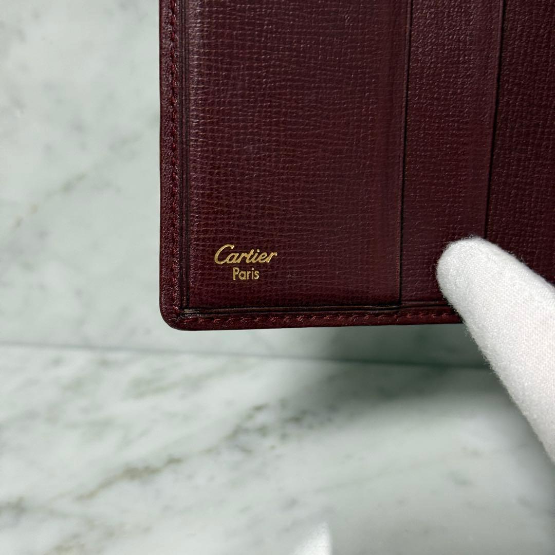Cartier カルティエ 三つ折財布 ワインレッド マストライン ボルドー
